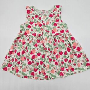 Cynthia Rowley Kids Strawberry Print Sleeveless Button Front Dress Size 5-6
